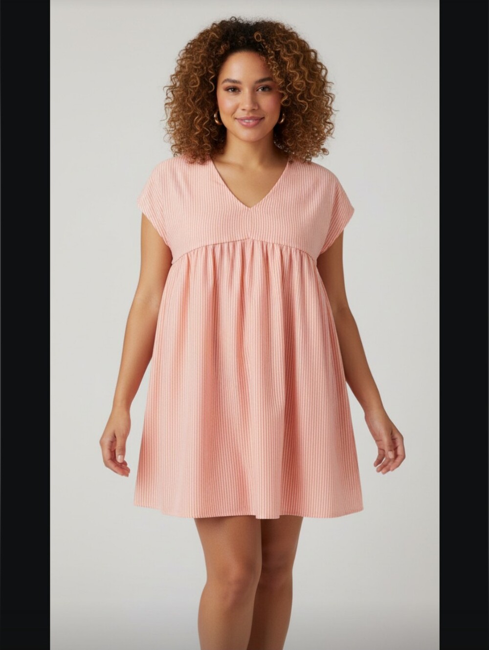 Fantastic Fawn Seersucker Orange Striped Babydoll Dress Women’s  Boho Beach-Med